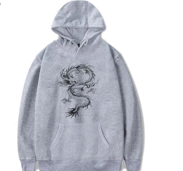 Hoodies Herren Chinesischer Drachen Print Hoodie Street Casual