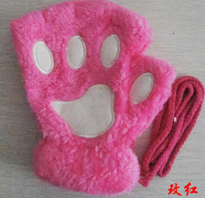 Winter Schöne Halbe Abdeckung Pfotenbär Katzenkrallen Handschuhe Kurzfinger