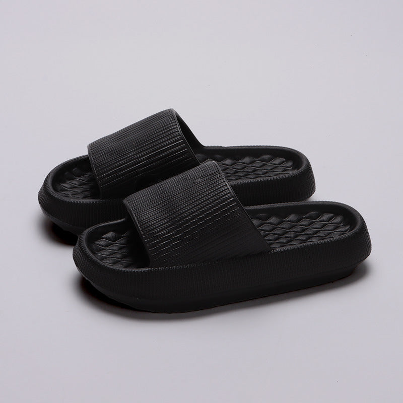 Summer EVA Slippers Solid Color Rhombus Stripe Anti-slip Slippers New Women&