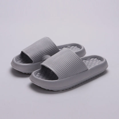 Summer EVA Slippers Solid Color Rhombus Stripe Anti-slip Slippers New Women&