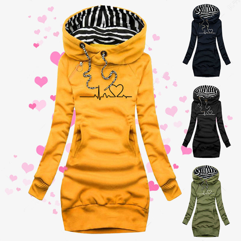 Herz-Print Lange Kleidung Damen Hoodie Sweatshirt Pullover Oberteile
