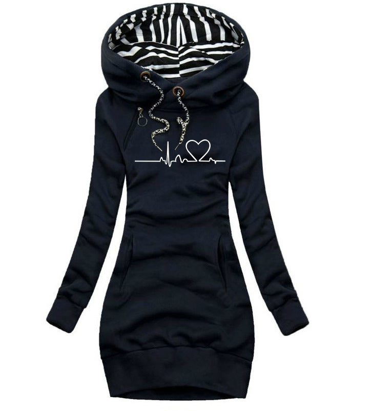 Herz-Print Lange Kleidung Damen Hoodie Sweatshirt Pullover Oberteile