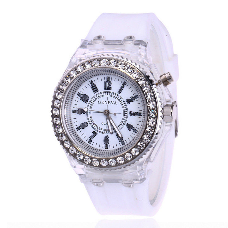 LED-Leuchtuhren Genf Damen Quarzuhr Damen Silikonarmbanduhr