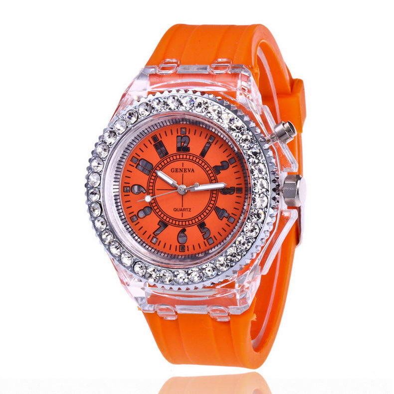 LED-Leuchtuhren Genf Damen Quarzuhr Damen Silikonarmbanduhr
