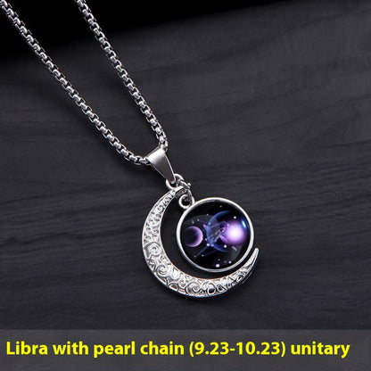 12 Sternzeichen Mond Stern Leuchtende Halskette Anhänger Schmuck Damen Anhänger Hohler Leuchtender Stein Halskette Geschenk