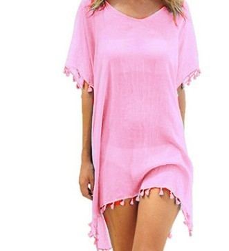 Damenblusen Lockere Chiffonkleider Sommer Strand Tunika Überzieh-Shirt