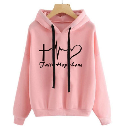 Hoodie sweatshirt with heart motif, women&