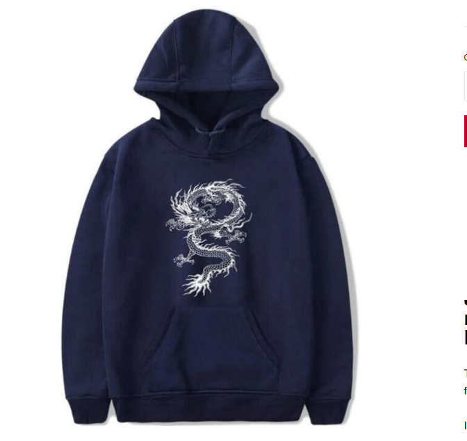 Hoodies Herren Chinesischer Drachen Print Hoodie Street Casual