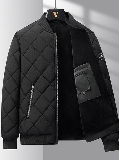Modischer Rauten-Nähdesign Baumwollmantel Winter Warm Verdickte Baseballjacke Lässige Einfarbige Oberbekleidung für Männer