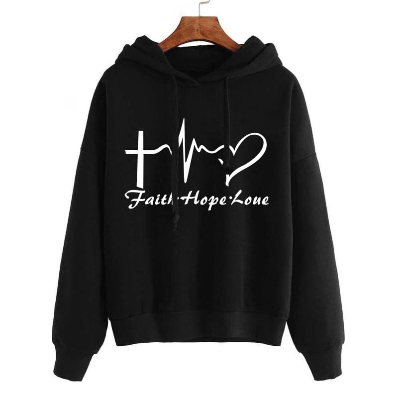 Hoodie sweatshirt with heart motif, women&