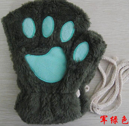 Winter Schöne Halbe Abdeckung Pfotenbär Katzenkrallen Handschuhe Kurzfinger