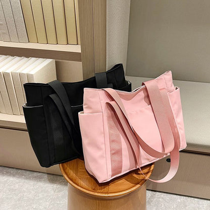 New Japanese style solid color shopping bag shoulder bag casual simple canvas handbag