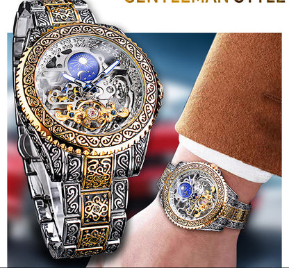 Mechanical luxury watch for men, skeleton watch with tourbillon