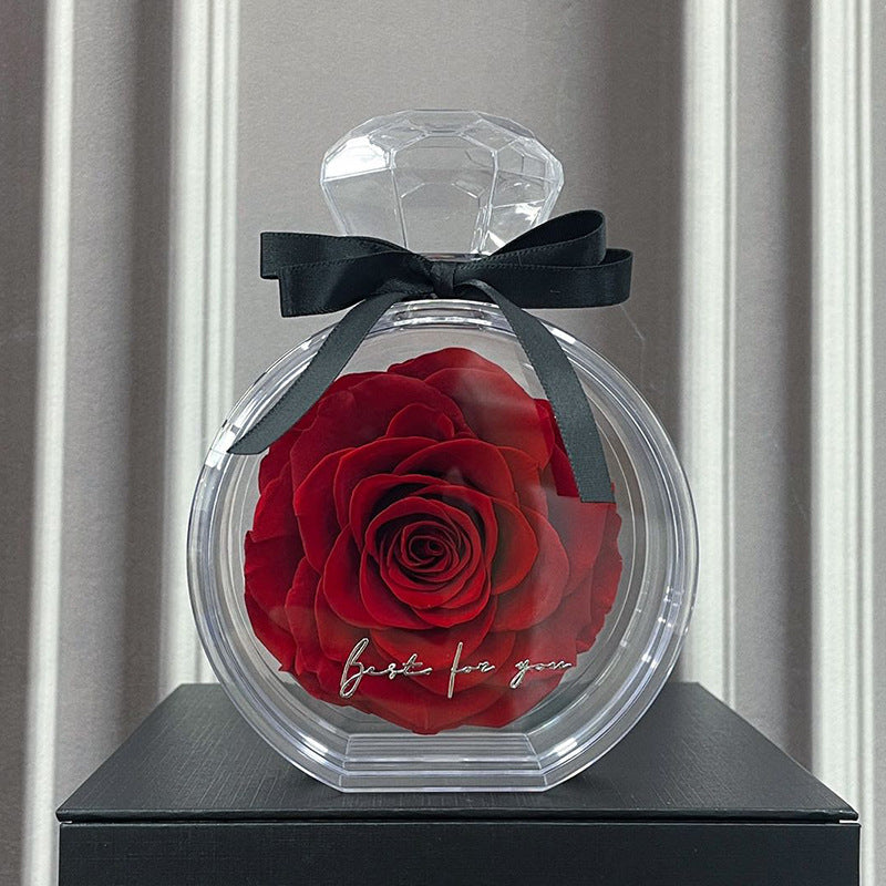 Natural Eternal Flower Ornaments Transparent Cover Dried Rose Gift Box for Christmas New Year Valentine&