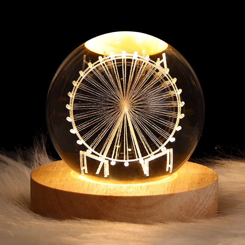 Leuchtender Sternen himmel und Planeten Mond Mond Kristall kugel Kleine Nacht lampe Projektion Ambiente Licht Kreatives Geschenk Neues seltsames Geschenk - MG-warehouse24.de UG