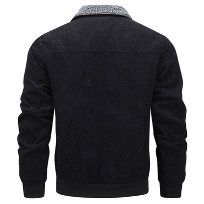 Winter-Fleecejacke mit Kragen und Taschen, warme, dicke Baumwolljacke für Herren