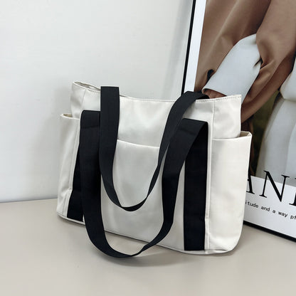 New Japanese style solid color shopping bag shoulder bag casual simple canvas handbag