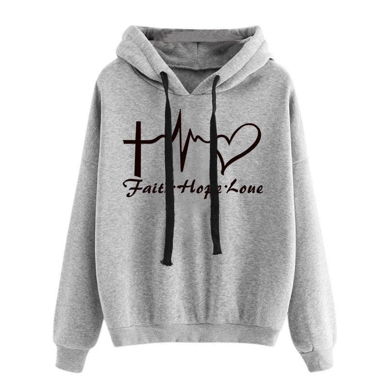 Hoodie sweatshirt with heart motif, women&