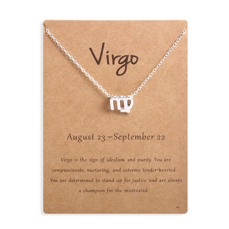 Zodiac sign necklaces with gift cards, constellation pendant necklace jewelry
