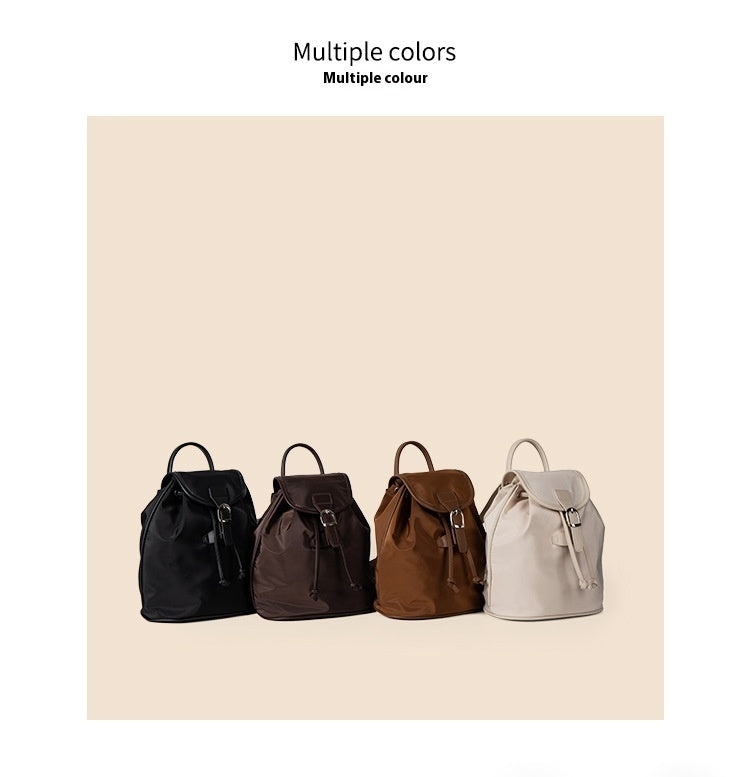 Nylon Drawstring Bundle Backpack Casual Versatile Simple Solid Color Large Capacity