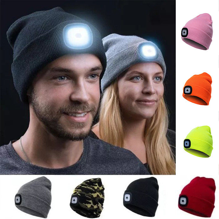 LED-Strickmütze mit Batterie, gestrickte Mütze mit Leuchtfunktion