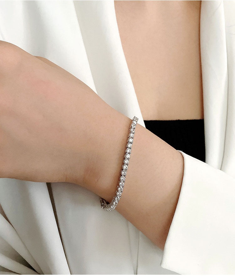 Armband mit 10 Punkte Moissanite, Tennis-Kette, S925 Sterlingsilber