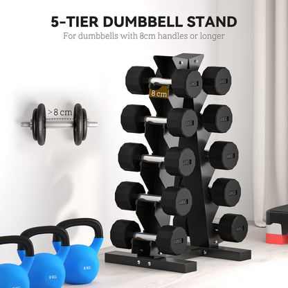 SPORTNOW five-tier dumbbell rack for home workouts - Black