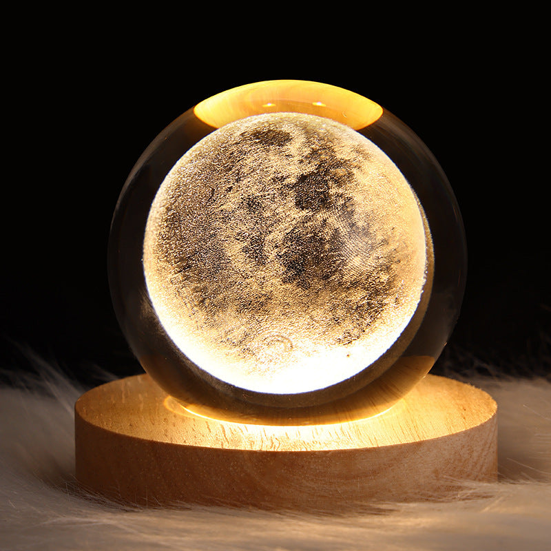 Leuchtender Sternen himmel und Planeten Mond Mond Kristall kugel Kleine Nacht lampe Projektion Ambiente Licht Kreatives Geschenk Neues seltsames Geschenk - MG-warehouse24.de UG