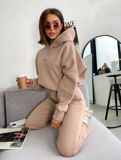 Damen Strickfleece Freizeitanzug Zweiteiler