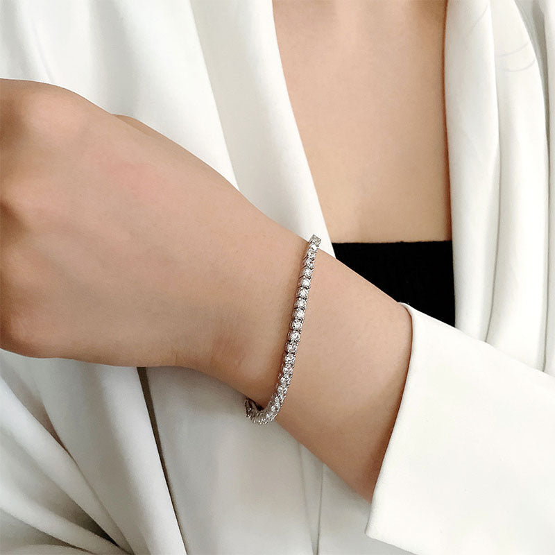 Armband mit 10 Punkte Moissanite, Tennis-Kette, S925 Sterlingsilber
