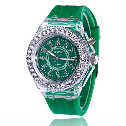 LED-Leuchtuhren Genf Damen Quarzuhr Damen Silikonarmbanduhr