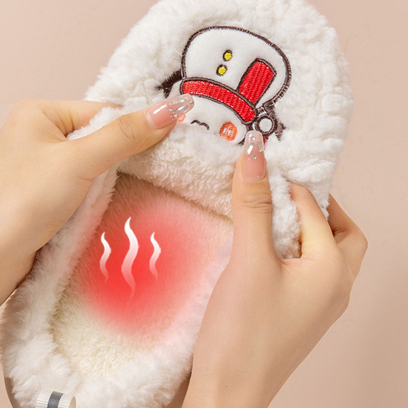 Cute snowman slippers for winter, warm, plush, thick-soled, non-slip, for couples, soft-bottomed slippers, bedroom slippers
