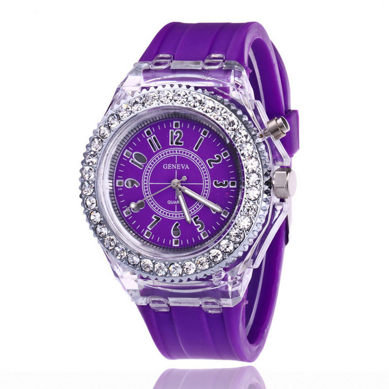 LED-Leuchtuhren Genf Damen Quarzuhr Damen Silikonarmbanduhr