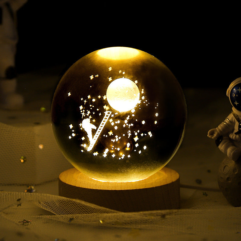 Leuchtender Sternen himmel und Planeten Mond Mond Kristall kugel Kleine Nacht lampe Projektion Ambiente Licht Kreatives Geschenk Neues seltsames Geschenk - MG-warehouse24.de UG