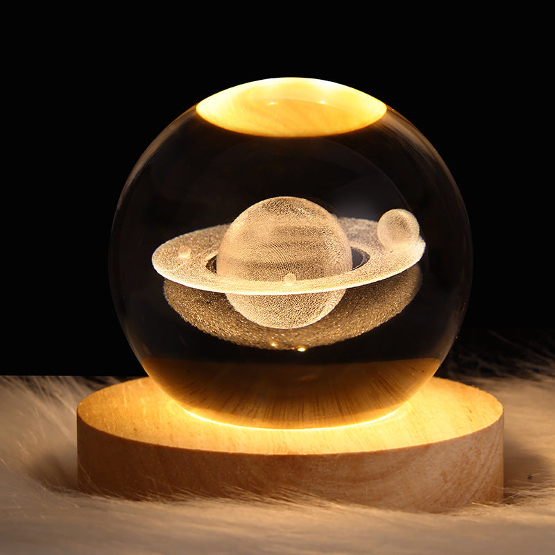 Leuchtender Sternen himmel und Planeten Mond Mond Kristall kugel Kleine Nacht lampe Projektion Ambiente Licht Kreatives Geschenk Neues seltsames Geschenk - MG-warehouse24.de UG