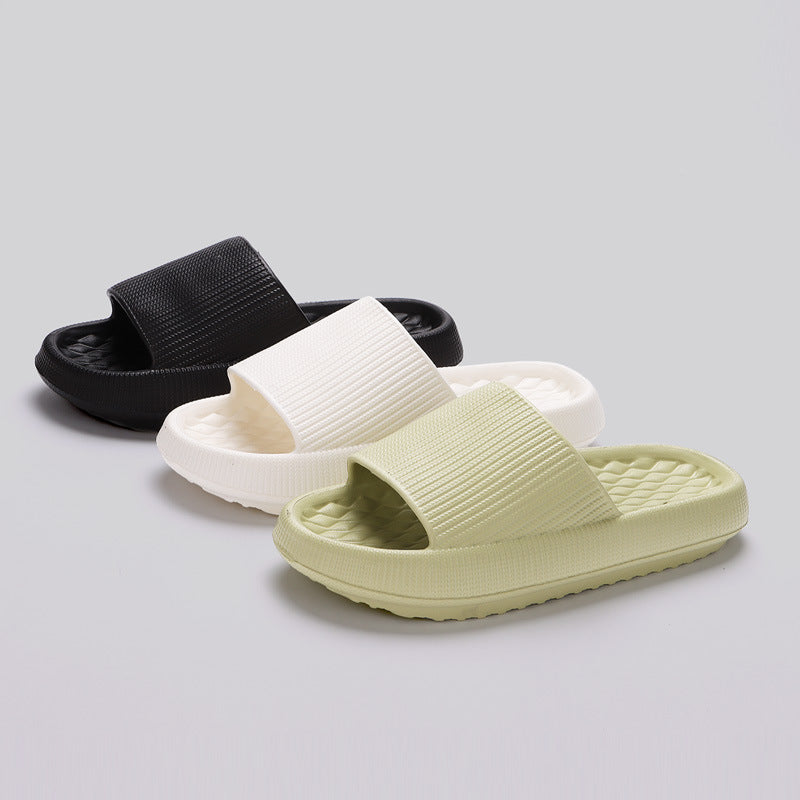 Summer EVA Slippers Solid Color Rhombus Stripe Anti-slip Slippers New Women&