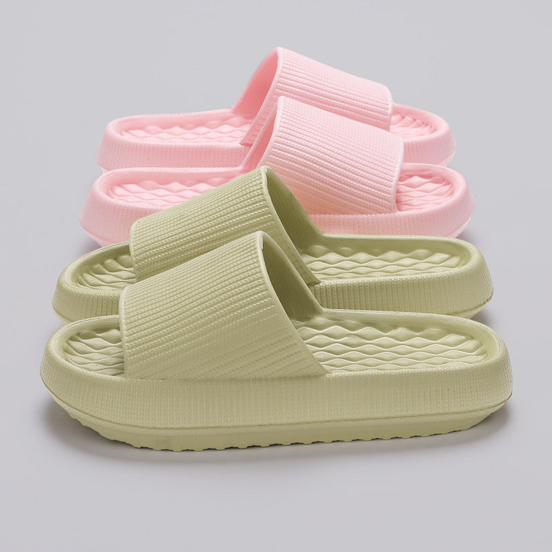 Summer EVA Slippers Solid Color Rhombus Stripe Anti-slip Slippers New Women&