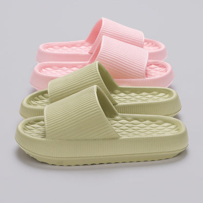 Summer EVA Slippers Solid Color Rhombus Stripe Anti-slip Slippers New Women&