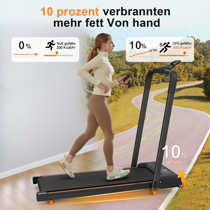 Büro-Heimtisch-Laufbänder, kompakte Schreibtisch-Laufbänder mit geneigten tragbaren Laufbändern, 2-in-1-Laufbänder zum Gehen, Laufen und Joggen, mit einer Gewichtsbelastbarkeit von 120 kg