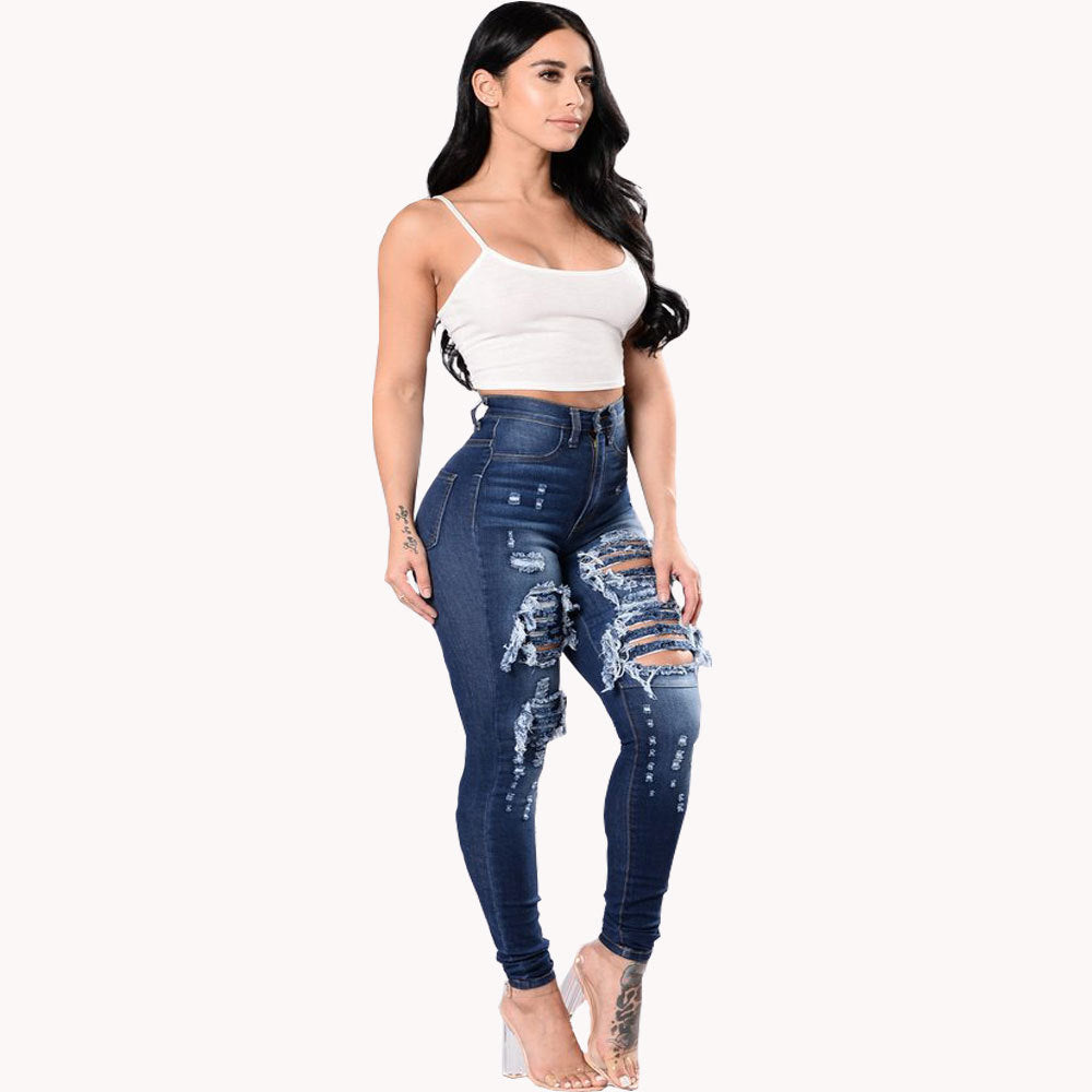 Damen Ripped Denim Jeans