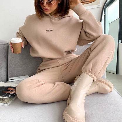 Damen Strickfleece Freizeitanzug Zweiteiler