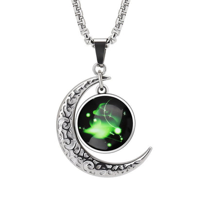 12 Sternzeichen Mond Stern Leuchtende Halskette Anhänger Schmuck Damen Anhänger Hohler Leuchtender Stein Halskette Geschenk