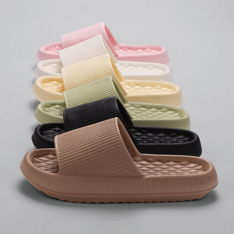 Summer EVA Slippers Solid Color Rhombus Stripe Anti-slip Slippers New Women&