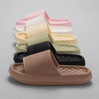 Summer EVA Slippers Solid Color Rhombus Stripe Anti-slip Slippers New Women&