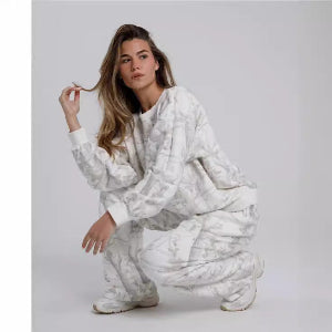 2025  Winter Zweiteilige Sets Damen Camouflage Hoodie Ahornblatt Print Sweatshirt Anzug Sport Hoodie Sportbekleidung